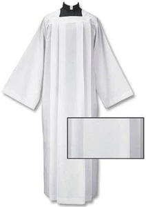 Alb White Plain Box Pleated Square Neck Size XL Extra Large Polyester - Picture 1 of 1
