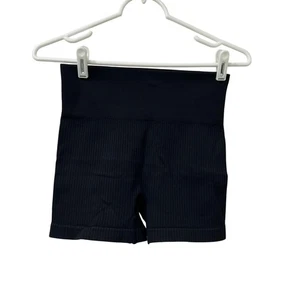 OQQ NWOT Womens Sz Medium Black Ribbed Seamless High Rise Biker Shorts  - Picture 1 of 3