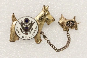 WWII Sweetheart pin 3319: Scotty Dogs Fort Sill Okla. & 42 set - Picture 1 of 2