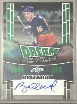 2025 Leaf Metal Hockey Legends Dream Season 90-91  Brett Hull Emerald Auto #6/6  - Image 1 of 2