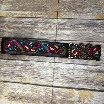 Cinturón Vaquera Occidental Grueso Con Cuentas Cuero Genuino Chico's Talla S/M Foto 1 de 4