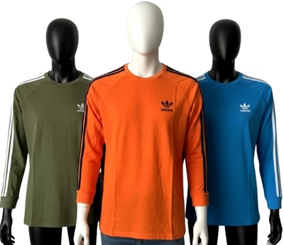 MEN'S ADIDAS ORIGINALS LONG SLEEVE THREE STRIPE T-SHIRT L, XL @ SALE - Image 1 of 4