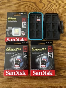 SanDisk Extreme 1-32GB 2-64GB 1-128GB SDXC Memory Free Shipping Ruffard Case - Picture 1 of 10