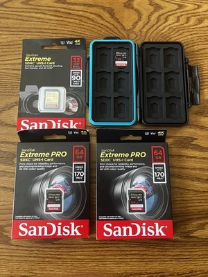SanDisk Extreme 1-32GB 2-64GB 1-128GB SDXC Memory Free Shipping Ruffard Case - Image 1 of 4