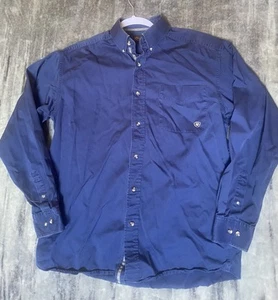 Ariat Herren Gr. M einfarbig blau Knopfleiste Hemd Langarm Utility Work Rancher - Bild 1 von 5