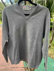Maglione vintage anni 60 Hawico Of Scotland cashmere grigio 100% super lana di agnello 46! - Foto 1 di 5