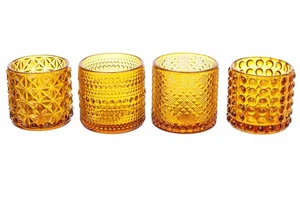 ARPIMEX Glas Kerzenhalter D 7 cm H 6,8 cm braun Mix 4 Stück - Bild 1 von 1