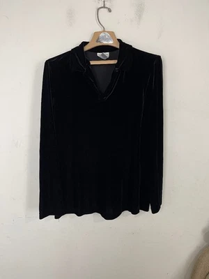 Coldwater Creek Womens Top Blouse XL Black Velvet Holiday Party Cocktail - Изображение 1 из 4