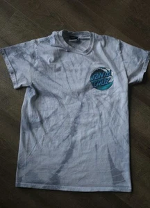 Santa Cruz Skateboard Shirt Mens Small White Gray Tie Dye Cotton Crew Neck - Picture 1 of 3