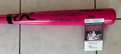 Nolan Schanuel Signed Rawlings PINK Baseball Bat Inscrib Los Angeles Angels JSA - Image 1 of 3