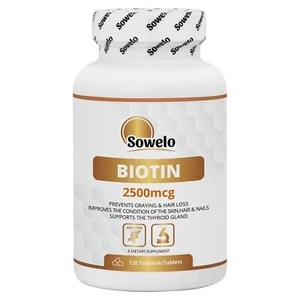 Biotin (Vitamin B7) 2500mcg Tablets – Hair, Skin & Nail Support – Sowelo - Picture 1 of 10