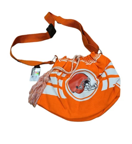 Cleveland Browns NFL Football Ripple Drawstring Bucket Bag Purse Orange - New! Cover