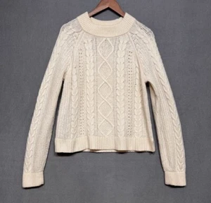 J Crew Pullover Damen Größe XL Zopfmuster Lammwollmischung Stehkragen elfenbein - Bild 1 von 15