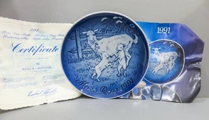 Bing and Grondahl - B&G - Mothers Day Plate (Mors Dag) 1991 Mother Goat & Babies - Imagen 1 de 3