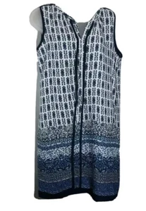 Vestido túnica para mujer Naif azul blanco floral muesca cuello sin mangas talla PM - Imagen 1 de 11