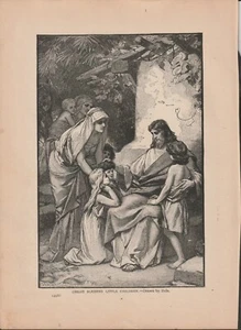 ILLUSTRAZIONE RELIGIOSA VINTAGE GESÙ BLERSSING BAMBINI PICCOLI - DISEGNATA DA BIDA - Foto 1 di 1