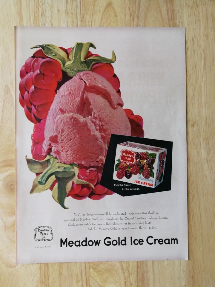 De colección 1951 Meadow Gold Ice Cream página completa anuncio a color original 921 Foto 1 de 1