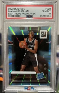 Malaki Branham 2022 Donruss Light Blue Holo Laser Rated Rookie SSP /25 PSA 10 - Picture 1 of 3
