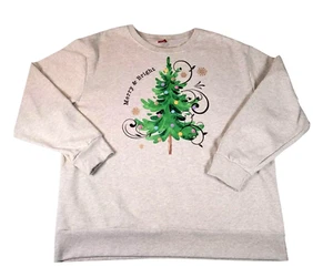 Dec 25th Crewneck Pullover Sweatshirt Womens XL Beige Christmas Merry & Bright - Picture 1 of 3