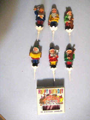 批量 6 件 复古塑料圣诞矮人精灵生日烛台带 — 第 1/4 张图片