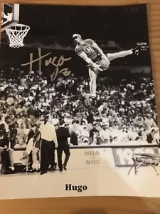 Signed 25x20cms Hugo Charlotte Hornets 1990’s NBA Basketball - Picture 1 of 10