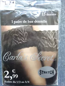 Bas Jarretière dentelle nylon Carla's Sercret Taille 4 FR46/48 UK10 USA/D44/46 - Zdjęcie 1 z 4