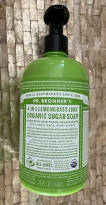 Dr.Bronner's 4 in 1 Organic Sugar Soap 710ml 24oz Lemongrass Lime NEW FAST SHIP - Picture 1 of 12