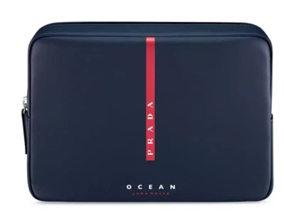 NEW PRADA Luna Rossa Ocean Men Navy Black Faux Leather Travel Pouch Toiletry Bag - Image 1 of 2