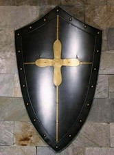 Medieval Knight Black Heater Shield ~ Battle Warrior Shield 18 Gauge Steel