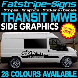 para adaptarse a Ford Transit MWB GRÁFICOS PEGATINAS RAYAS CALCOMANÍAS MK6 MK7 FURGONETA CÁMPER - Imagen 1 de 2