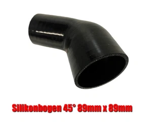 45° Silikonschlauch 89mm Schwarz NEU Bogen Ladeluftrohre Silikonbogen 89 mm - Bild 1 von 4