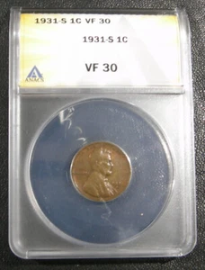 1931-S Lincoln Wheat Cent. Key Date. Low Mintage. ANACS VF-30. - Picture 1 of 2