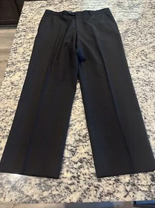 LINEA NATURALE LUXE BLACK FLAT FRONT WOOL DRESS PANTS SIZE 35x30 - Picture 1 of 2