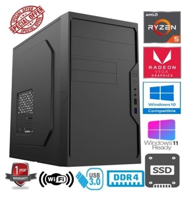 RYZEN 5 GAMING PC - AMD RYZEN 5 5600G 16GB RAM 512GB SSD RADEON VEGA 2GB GRAPHIC - Image 1 of 4