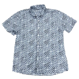 Abercrombie Fitch Button Shirt Mens XL Blue Lightweight All Over Print AOP - Picture 1 of 8
