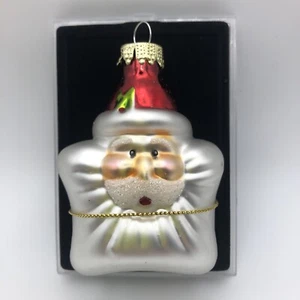 Vintage Blown Glass Santa Claus Ornament Christmas Star Shaped Head Face Tree - Picture 1 of 8