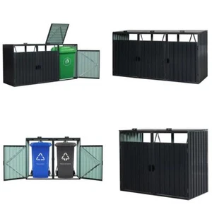 Cubo de basura de metal para jardín al aire libre cobertizo puertas bloqueables tiendas 2/3 botes de basura - Imagen 1 de 20