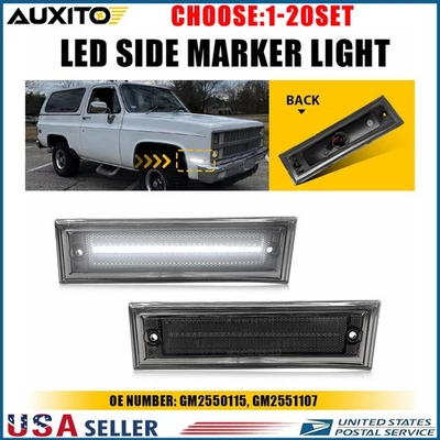 Luces de señalización laterales delanteras LED blancas para Chevrolet GMC Suburban 81-91 2-10X Foto 1 de 4