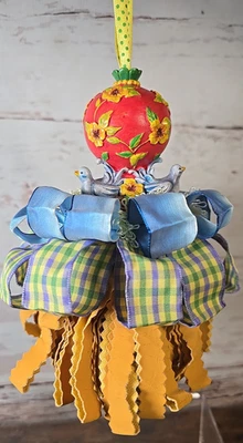 Украшение Kelly Paulk Silvestri с кисточками висящее две птицы цветочный причудливый РЕДКОЕ - Изображение 1 из 4