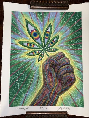 Pôster impresso arte legalização cannabis cannabis cinza Alex P/# 418/420 com certificado de autenticidade - Imagem 1 de 4