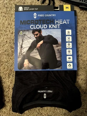 Capa Base Tejida Nube Free Country Para Hombres Cuello Redondo Manga Larga Térmica Talla M Negra Foto 1 de 4