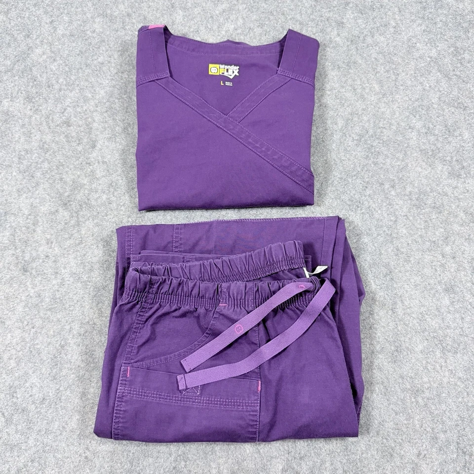 Wonderwink Flex Comfort Purple Scrub Set Fits Women’s Top(Sz:L) & Bottom(Sz:XLP) - Image 1 of 4