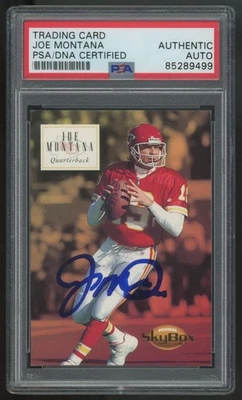 Skybox Premium Joe Montana 1994 firmado automático certificado PSA/DNA auténtico #75 Foto 1 de 2
