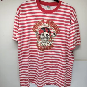 Jolly Roger Barbadosb Pirate graphic T-Shirt River Bay Large Red Stripe Crew SFH - Picture 1 of 10