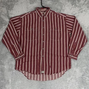 VINTAGE Levi's Shirt Mens XL Red Blue White Stripe Button Down Long Sleeve 90s - Picture 1 of 8