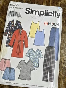 Simplicity 9330 Misses Men Sleepwear Lounge Robe Pants Pj Pattern 30-48 Uncut FF - Picture 1 of 9