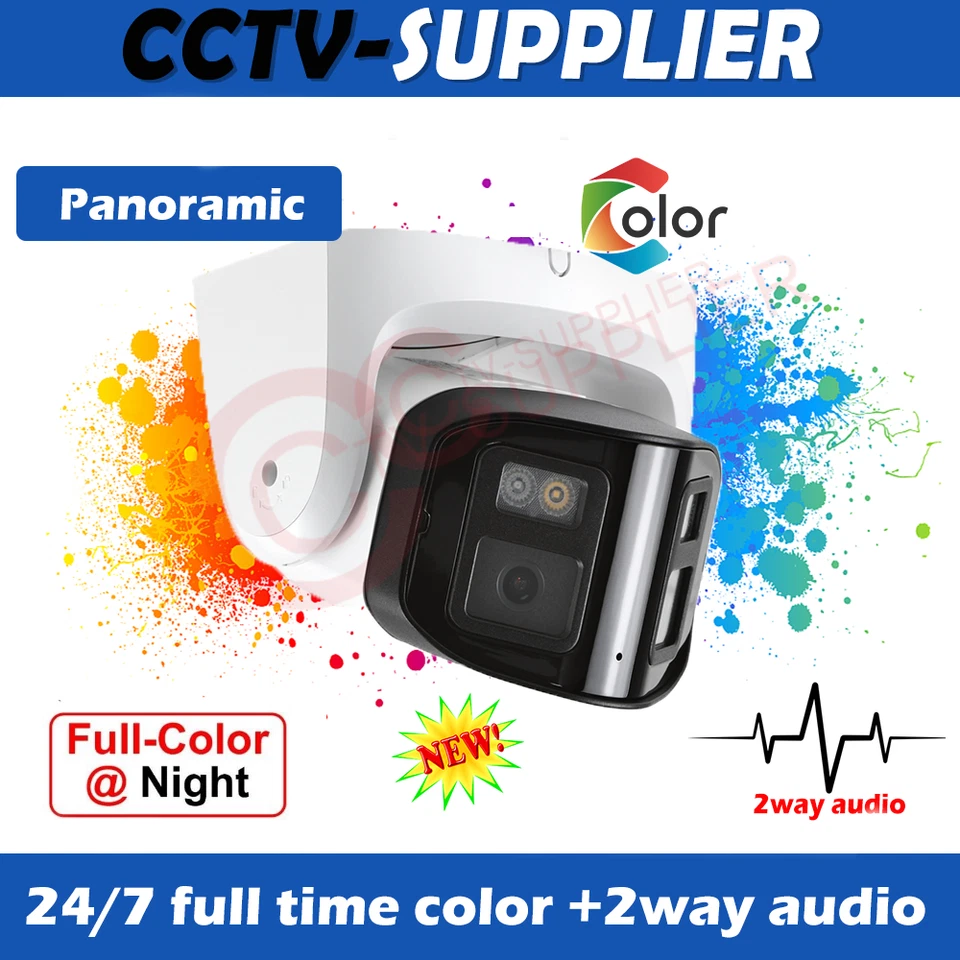 Hitosino 2-Lens Panoramic 4MP IP Camera IR Color Night 2way audio Active Alert