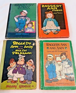 LOT OF 4 VINTAGE MID CENTURY RAGGEDY ANDY & ANNIE BOOKS, JOHNNY GRUELLE - Imagen 1 de 8