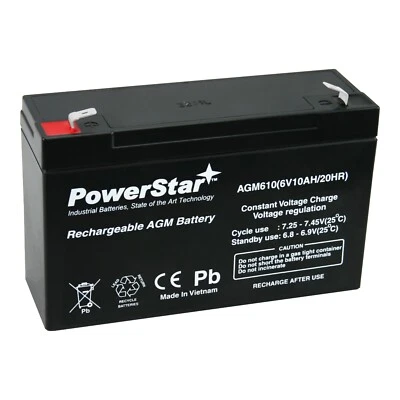 6V 10Ah Rechargeable SLA Battery Replaces Yuasa NP10-6, KMG-10-6 (F2 Terminals) - Image 1 of 4