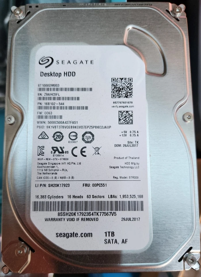 Seagate ST1000DM003 Desktop Hard Drive 7200RPM - 1 TB - Image 1 of 1